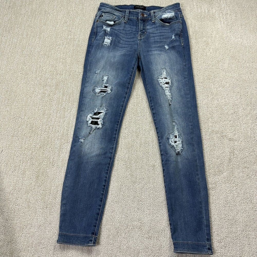 JUDY BLUE Jeans Womens 7/28 High Rise Skinny Fit Distressed Denim Pants